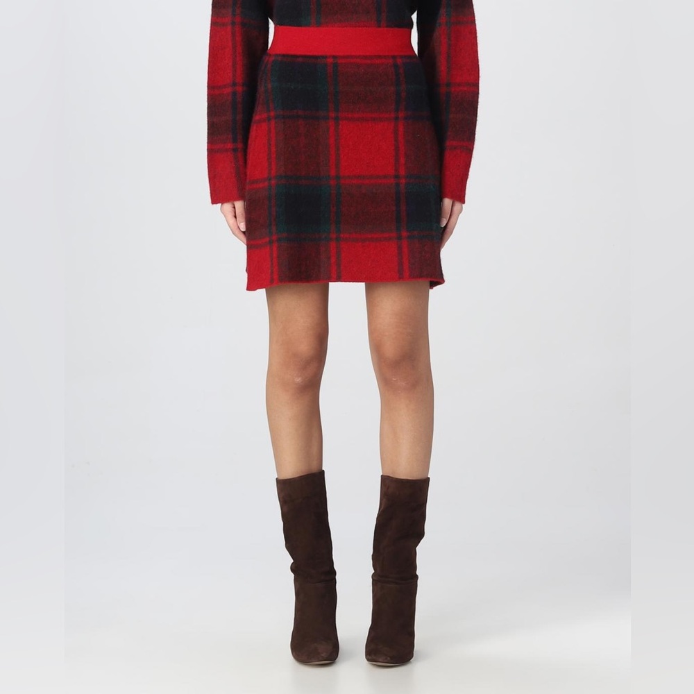 NWT! Polo Ralph Lauren Red/Green Alpaca Blend Mini Skirt